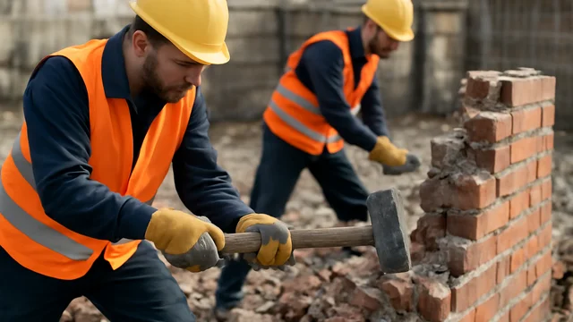 Демонтаж кирпичного гаража с вывозом боя